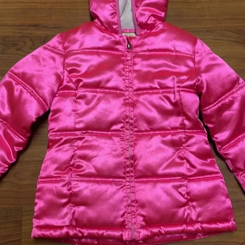 Hot pink toddler puffer jacket, size XS 4/5 - Picture 2 of 9